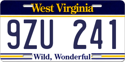 WV license plate 9ZU241