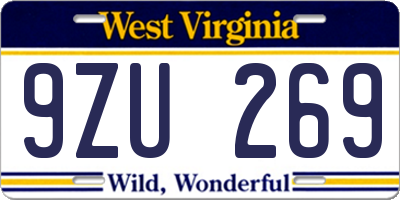 WV license plate 9ZU269