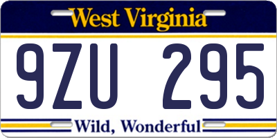 WV license plate 9ZU295