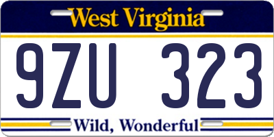 WV license plate 9ZU323