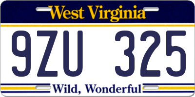 WV license plate 9ZU325