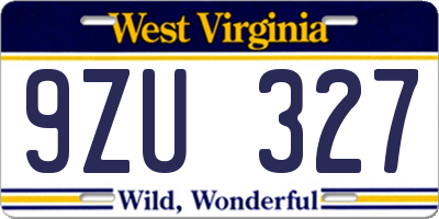 WV license plate 9ZU327