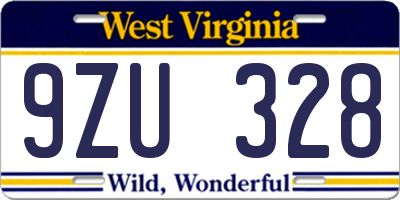 WV license plate 9ZU328