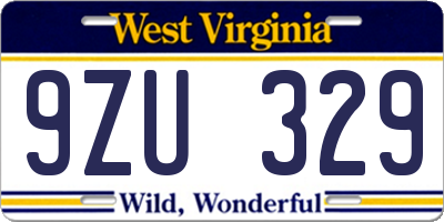 WV license plate 9ZU329