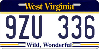 WV license plate 9ZU336