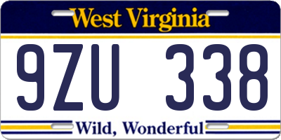 WV license plate 9ZU338