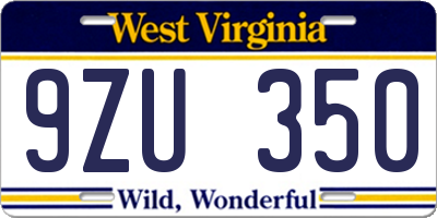 WV license plate 9ZU350