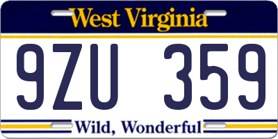 WV license plate 9ZU359