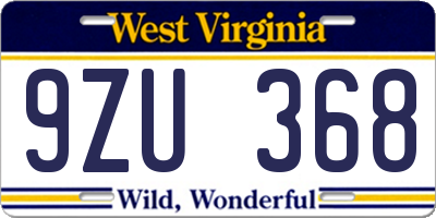 WV license plate 9ZU368
