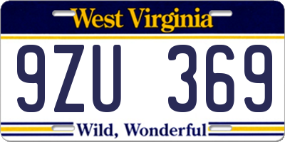 WV license plate 9ZU369