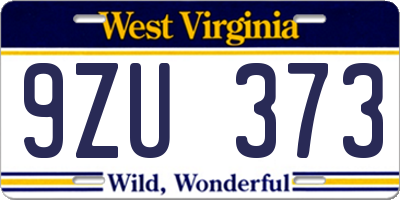 WV license plate 9ZU373