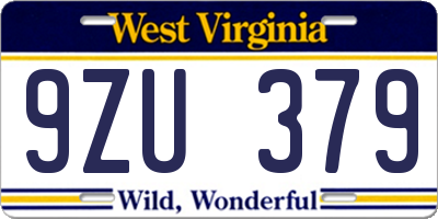 WV license plate 9ZU379