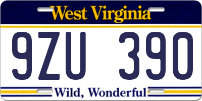 WV license plate 9ZU390