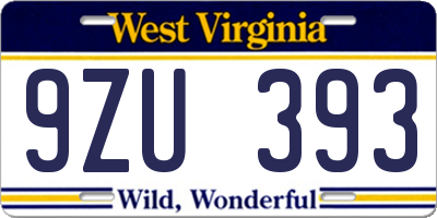 WV license plate 9ZU393
