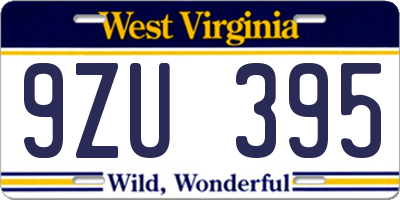 WV license plate 9ZU395