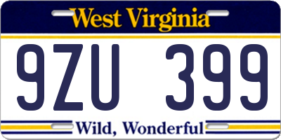 WV license plate 9ZU399