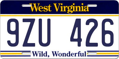 WV license plate 9ZU426