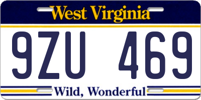 WV license plate 9ZU469