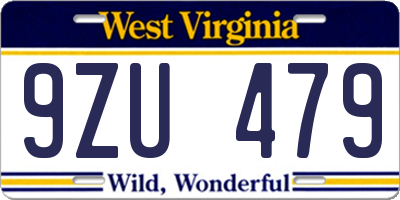 WV license plate 9ZU479