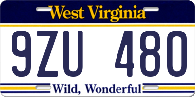 WV license plate 9ZU480