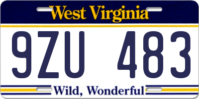 WV license plate 9ZU483