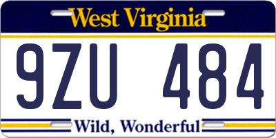 WV license plate 9ZU484