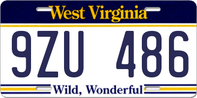 WV license plate 9ZU486