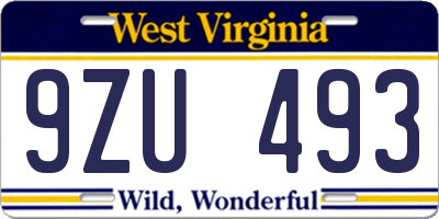 WV license plate 9ZU493