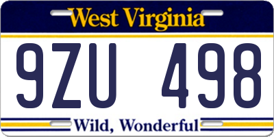 WV license plate 9ZU498