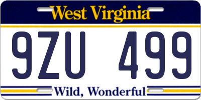 WV license plate 9ZU499