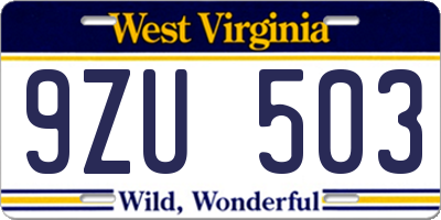 WV license plate 9ZU503