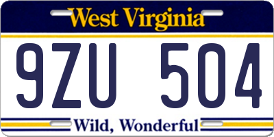WV license plate 9ZU504