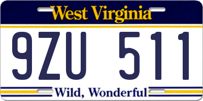 WV license plate 9ZU511