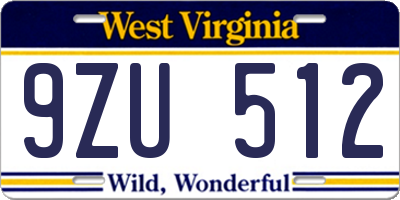 WV license plate 9ZU512