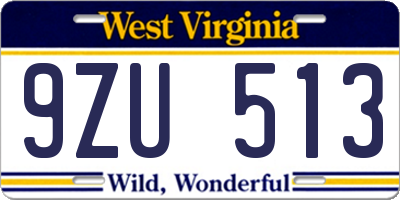 WV license plate 9ZU513