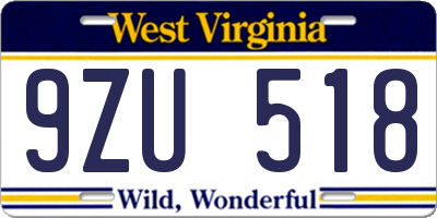 WV license plate 9ZU518