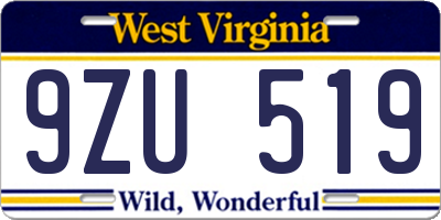 WV license plate 9ZU519