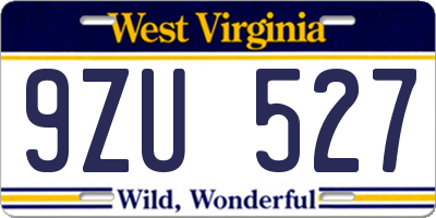 WV license plate 9ZU527