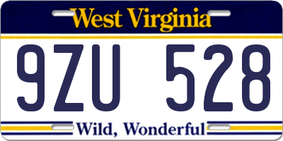 WV license plate 9ZU528