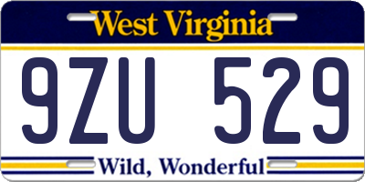 WV license plate 9ZU529
