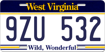 WV license plate 9ZU532
