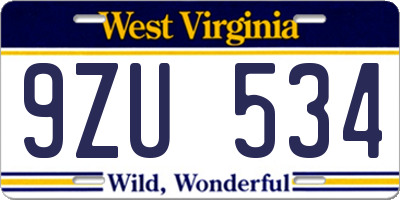 WV license plate 9ZU534