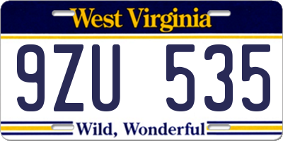 WV license plate 9ZU535