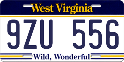 WV license plate 9ZU556