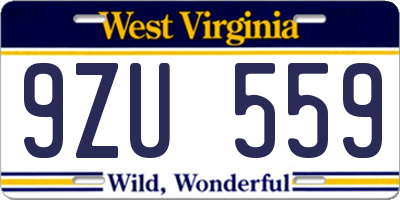 WV license plate 9ZU559