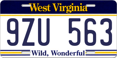 WV license plate 9ZU563
