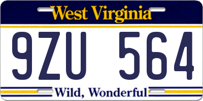 WV license plate 9ZU564
