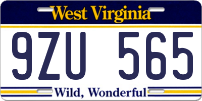 WV license plate 9ZU565
