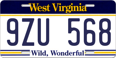 WV license plate 9ZU568