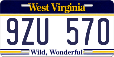 WV license plate 9ZU570